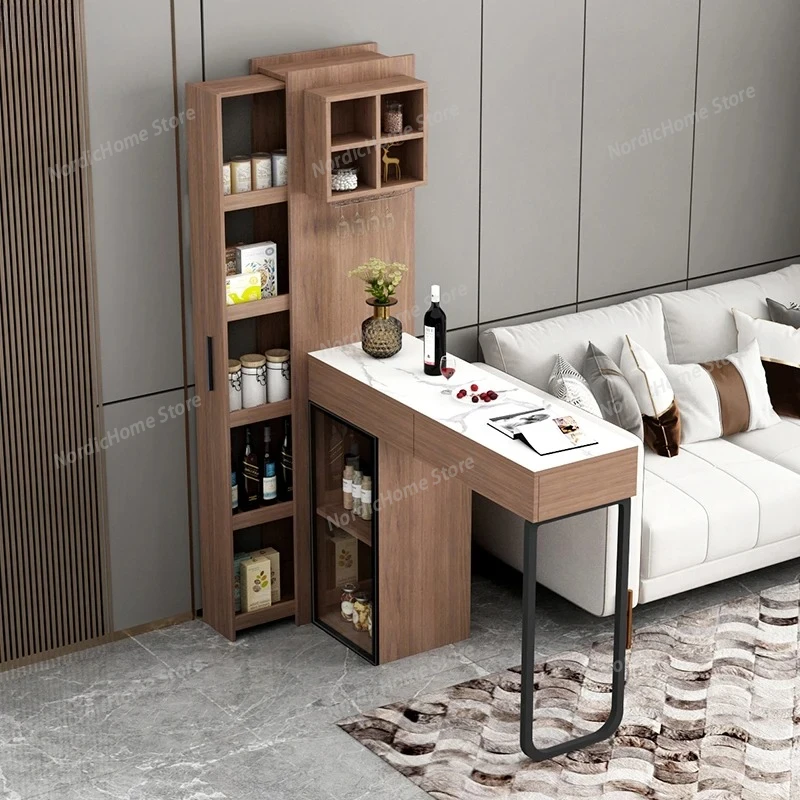 

HT rock slab bar table household simple dining table wall high table living room creative partition wine cabinet bar