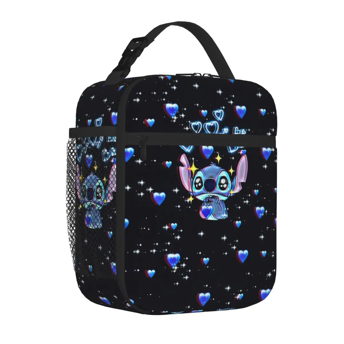 Lilo Stitch Cartoon Blue Heart Insulated Lunch Bags Thermal Meal Container Large Lunch Box Tote Food Handbags Work Travel