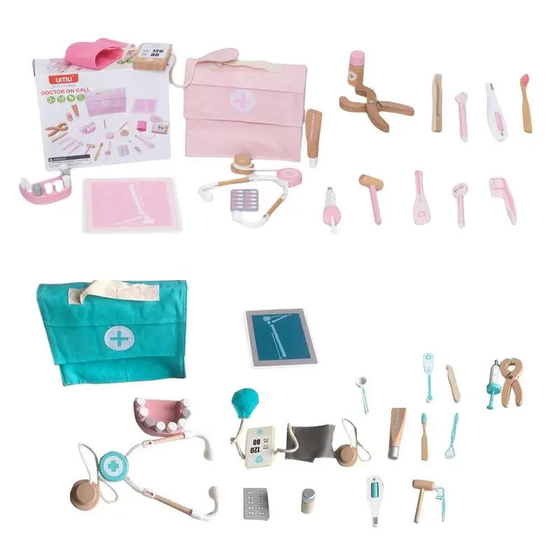 18PCS Kids Doctor Playset Doctor Pretend Role Play Kit Hospital Accessories Cosplay Medical Kit Nurse Tools With Crossbody Bag