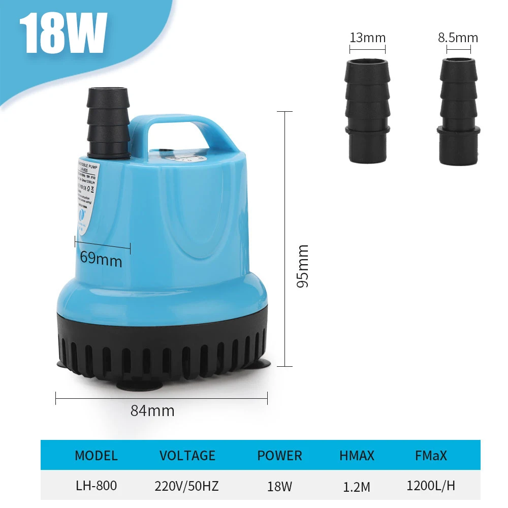 10/18/25/45/60/85/105W Dompelpomp Aquarium circulatiepomp Filter bodem zuigpomp Aquarium Waterpomp