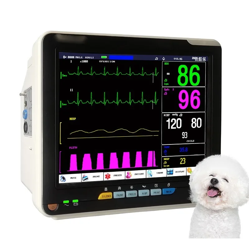 12.1-Inch veterinary patient multi-parameter monitoring ETCO2 touchscreen, built-in battery 3-year warranty