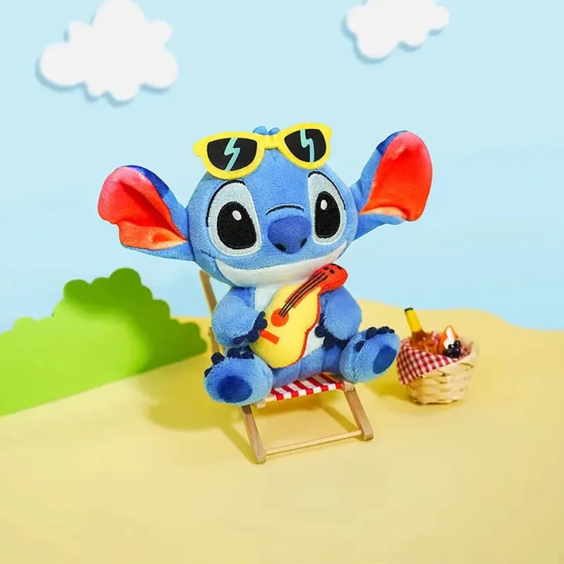 ---- HEIßER Disney Toy Story 12cm Stich Kawaii Plüsch Spielzeug Gitarre Cartoon Gefüllte Anime Tasche Schlüsselbund Anhänger Auto Schlüsselring Weihnachten