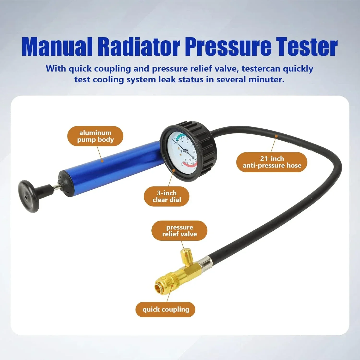 Universal radiator pressure test kit: 18-piece set, special for coolant pressure testing of motorcycles, automobiles, trucks