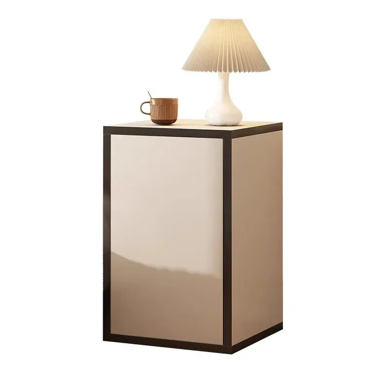 

Solid wood ecological board bedside rack bedroom small bedside table simple ins wind black and white bedside