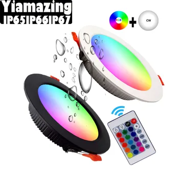 RGB bianco freddo 6000K 220V 110V IP65 IP66 IP67 Faretto da incasso a LED variabile impermeabile esterno 6W 9W 12W 15W Lampada da soffitto per feste fata