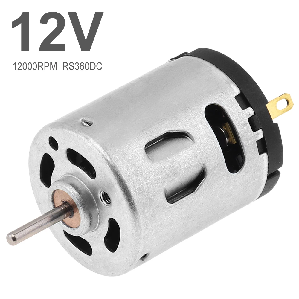 

RS360 12V DC Motor 12000RPM High Speed Carbon Brush Micro Motor for DIY Toys Hair Dryer Electric Fans