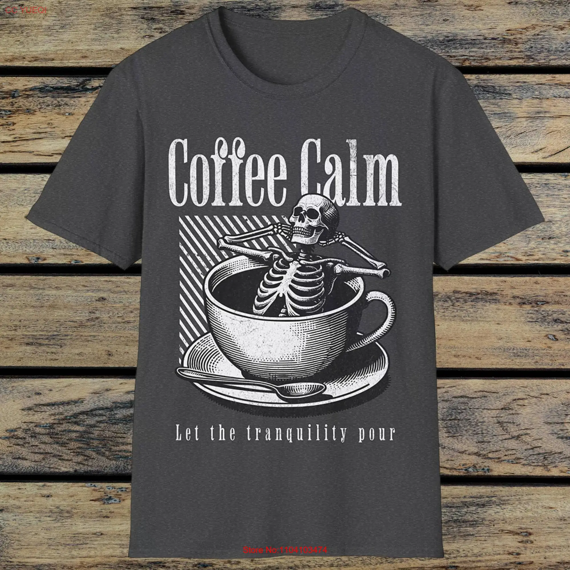 Skeleton Relax In Coffee Cup T Shirt Relaxing Cool Design Novelty Statement Lovers  long or short sleeves