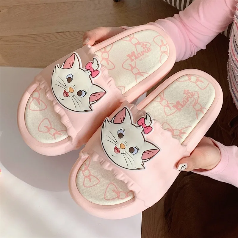 Disney The AristoCats Cartoon kawaii Marie Cat Soft-Soled Bathroom Sandals Anti-Slip Slippers anime Women shoes Birthday gifts