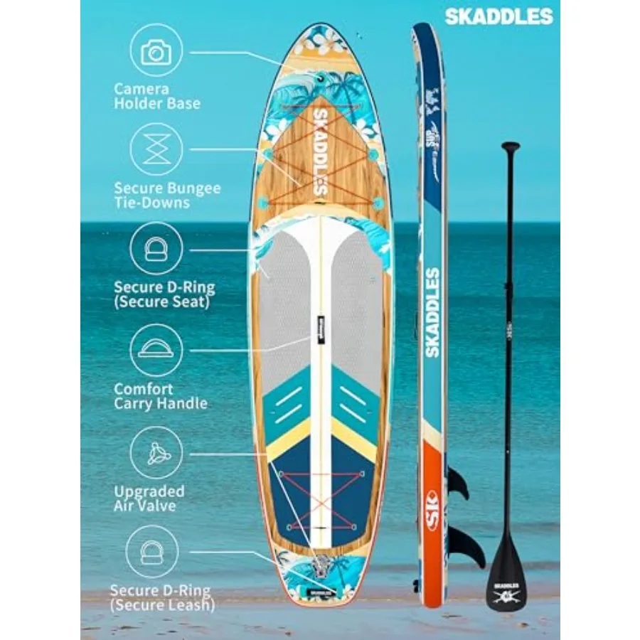 Inflatable Stand Up Paddle Board for lakes and rivers, PVC material, blue color, extra wide for enhanced stability and all-skil