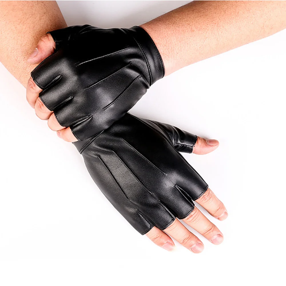 

1 Pair PU Leather Fingerless Driving Gloves For Men Women Suitable For Outdoor Sports Cycling Role-Playing Outfits Motorcycle