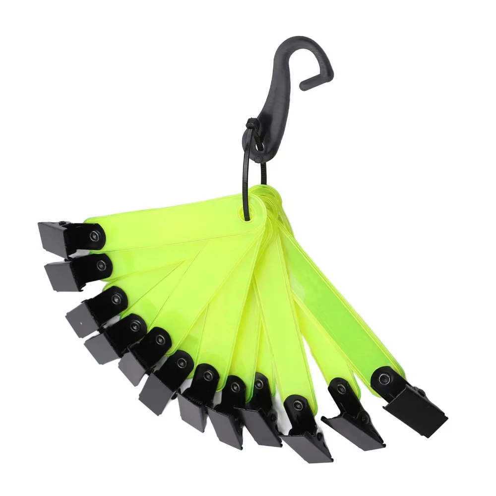 12PCS Durable Fluorescent Reflective Trail Markers PVC Iron Clips High Visibility Tree Tacks Tracking Marks Outdoor Use