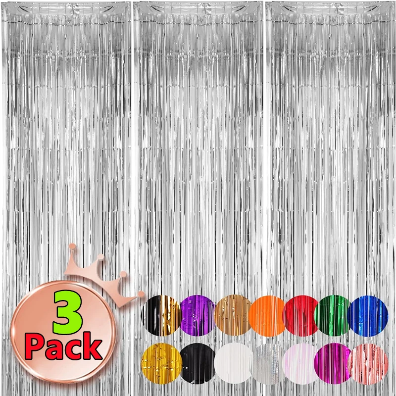 3/2/1Pack Party Background Wedding Decoration Foil Fringe Curtain Sequin Bachelorette Photo Backdrop Wall Curtain Birthday Gifts