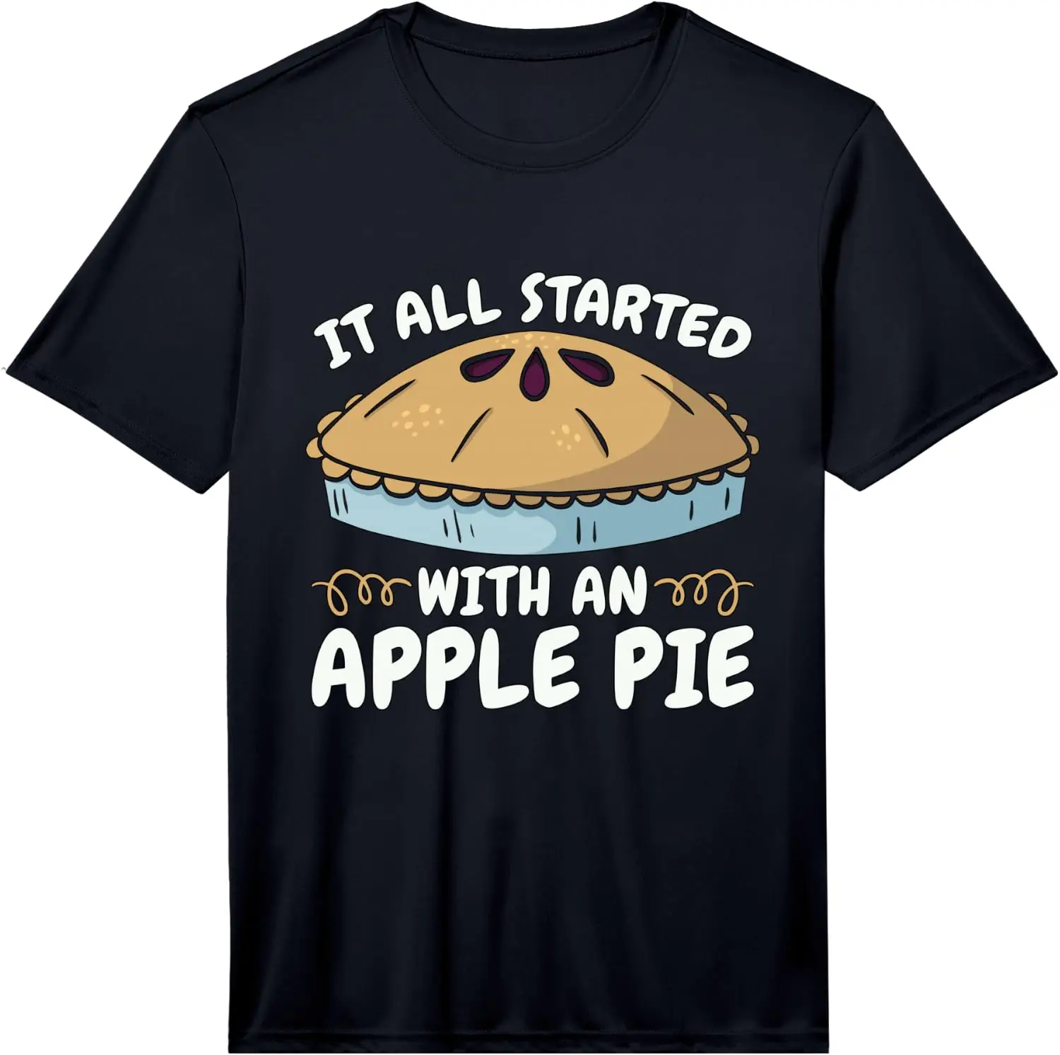 Mens It All Started With An Thanksgiving Day Apple Pie Performance T-Shirt 100% Cotton Trendy Y2K Short-Sleeve Tee – Soft,