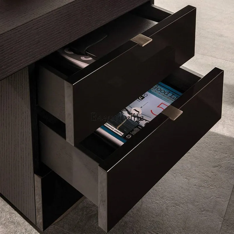 44Italian-Style Light Luxury Office Desk and Chair Combination Stainless Steel Writing Desk New Chinese Style