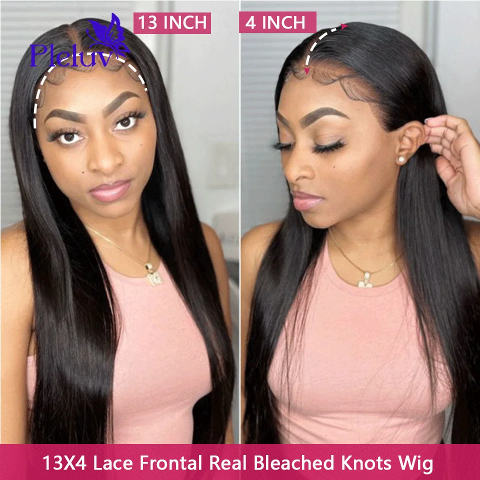 Straight Human Hair Wigs 13X4 Lace Frontal Wig Human Hair Pre Plucked Hairline Bleached Knots 4x4 Lace Closure Human Hair Wigs