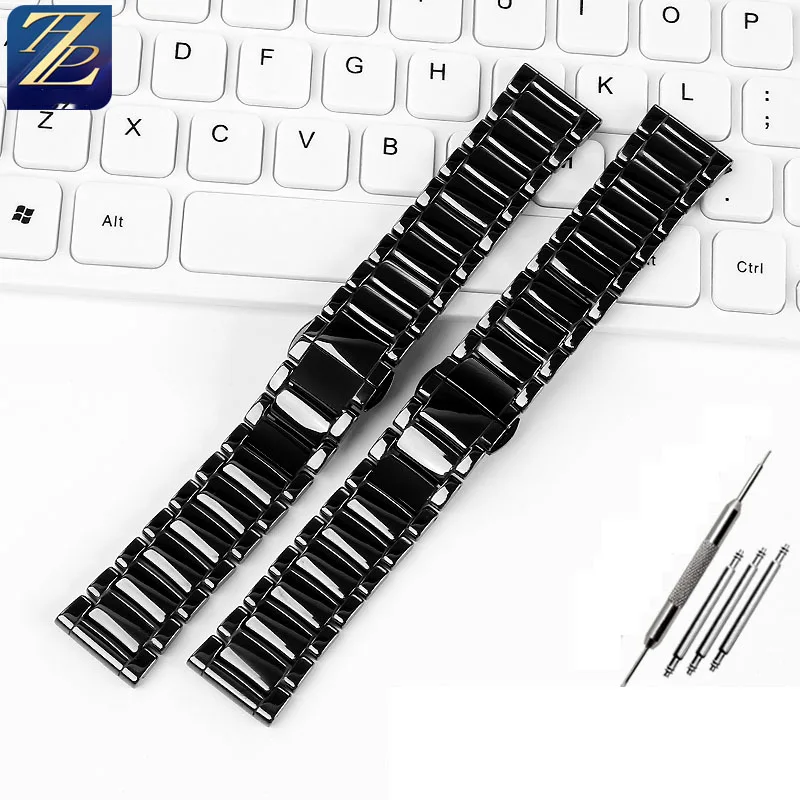 High-grade bright ceramic strap  for Armani watch AR1507 AR1509/70002 AX7105 ceramic watch black  bracelet watchbands 22mm