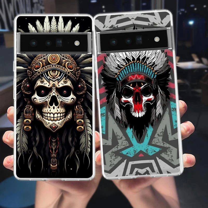 Human Skeleton Phone Case Cover for Google Pixel 8 7 6 5 4 4XL Shockproof Silicone 7A 6A 5A 4A 3A 3AXLPro 5G Transparent Shell