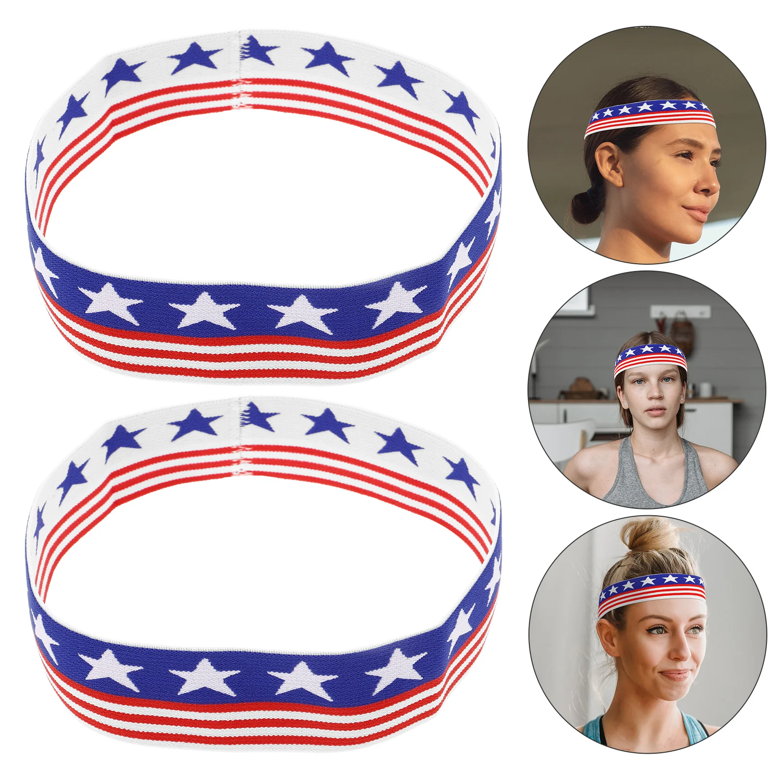 

2Pcs Sports Headb 4cm Wide Elastic Sweatb s for Yoga Running Gym Fitness Exercise Women National Flag