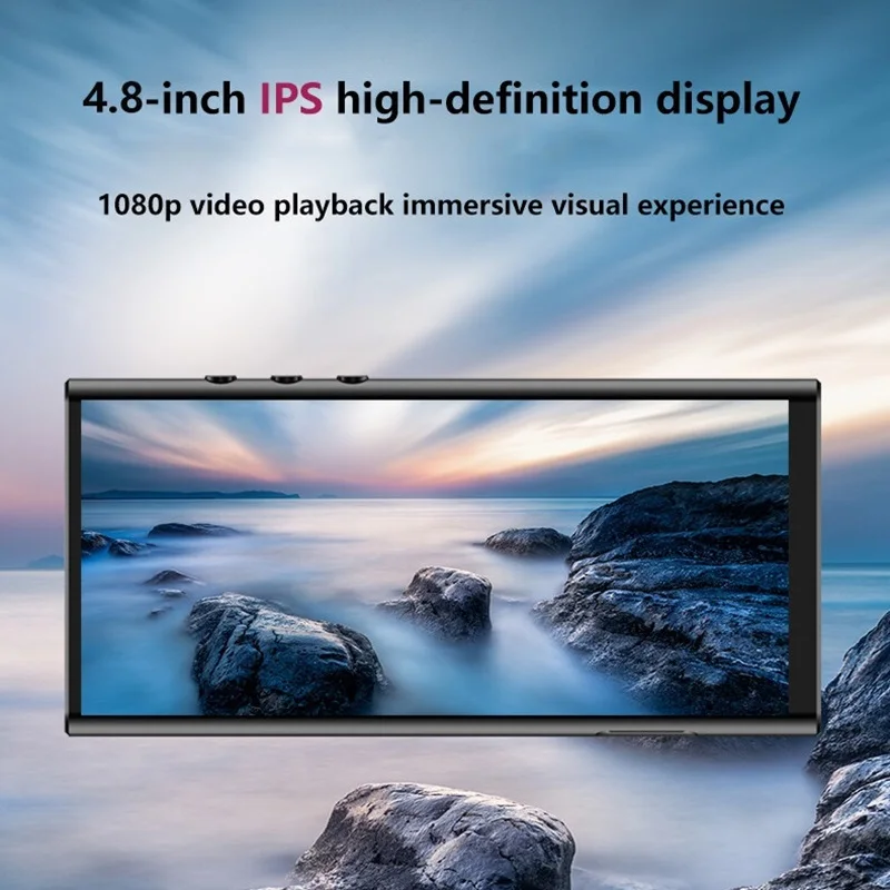 RUIZU H12 안드로이드 와이파이 블루투스 MP3 플레이어, 터치 스크린 뮤직 비디오 플레이어, 스피커 포함, 지지대 앱 다운로드, TF 카드, 4GB + 64GB