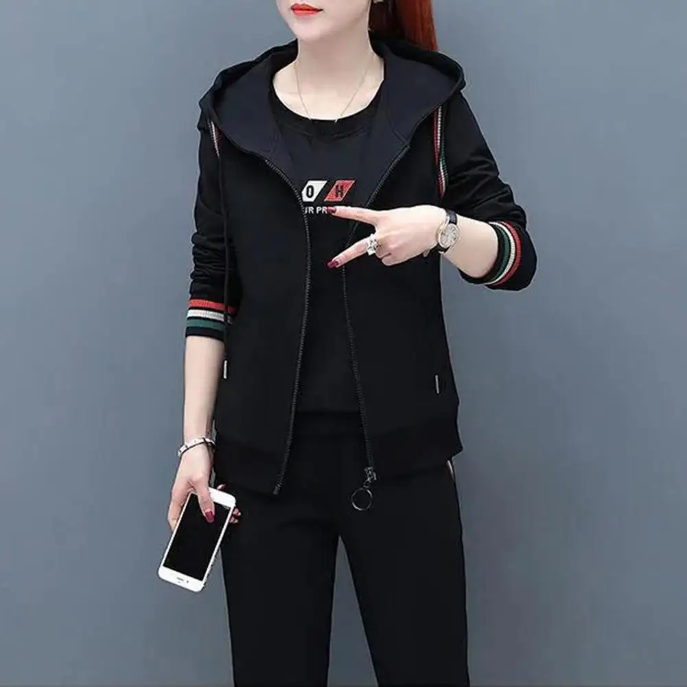 Women Sweatshirt Vest Pants 3 Pieces Set Autumn Tracksuit Sleeveless Coat Hooded Long Sleeve Tops+pants sudaderas con capucha