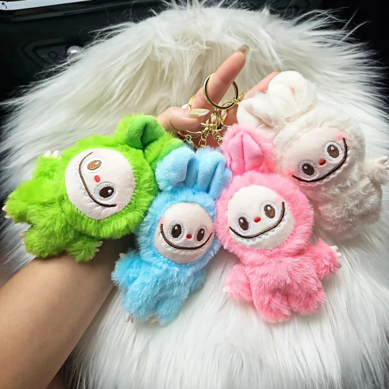 

New 13cm Labubu Plush Doll Keychain Pendant Kawaii Cartoon Cute Plush Doll Backpack Pendant Gifts