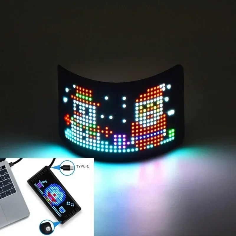 1632-170mmx70mm LED Matrix Pixel Panel USB5V Flexible Addressable RGB Graffiti Scrolling Text Animation Display Car Screen Light