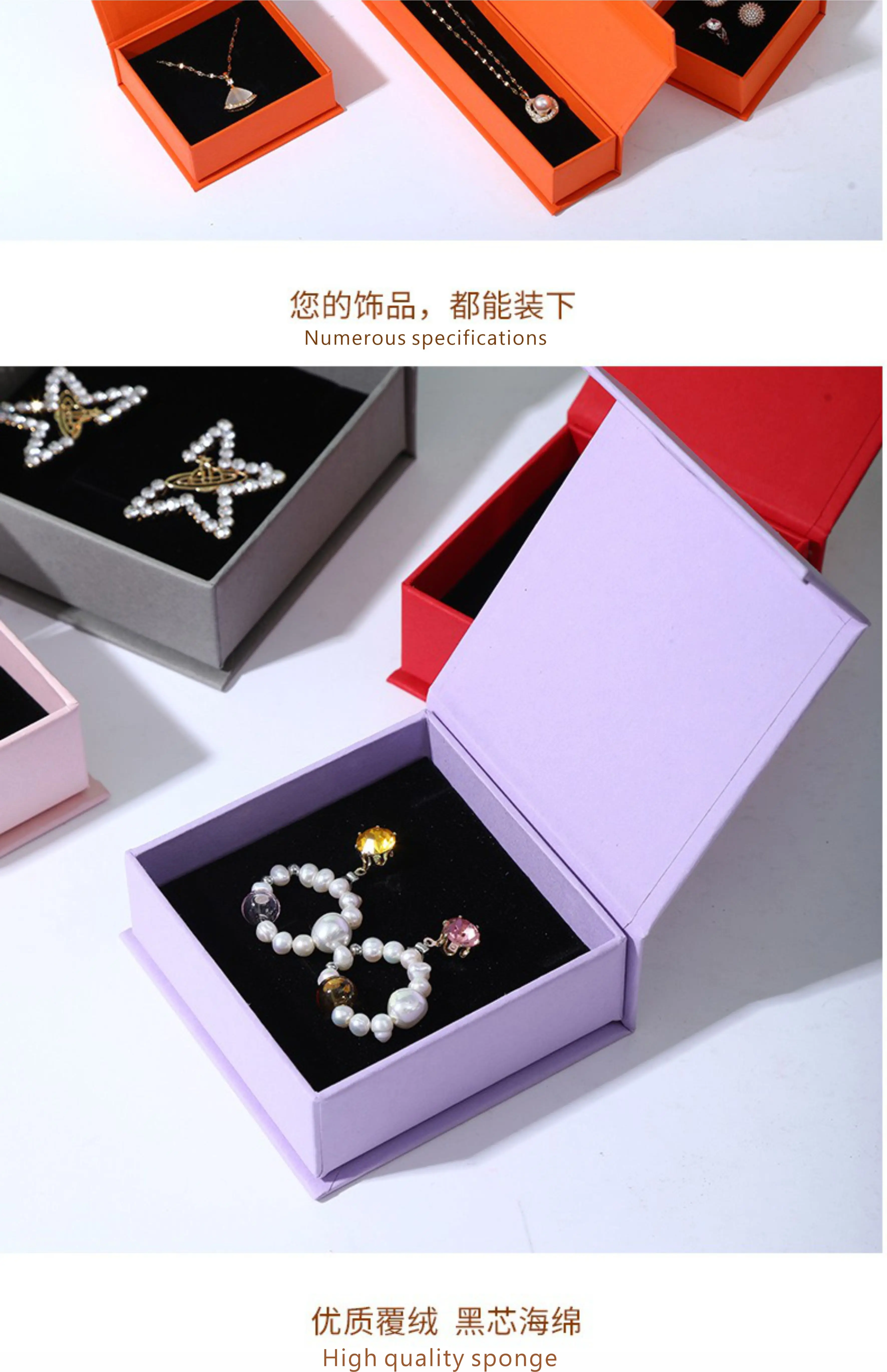 Großhandel 50 teile/los benutzer definierte rosa Papier Schmucks cha tullen mit Logo Schmuck Geschenk verpackungs boxen Ohrring Halskette Armband Ring boxen – Detail 15