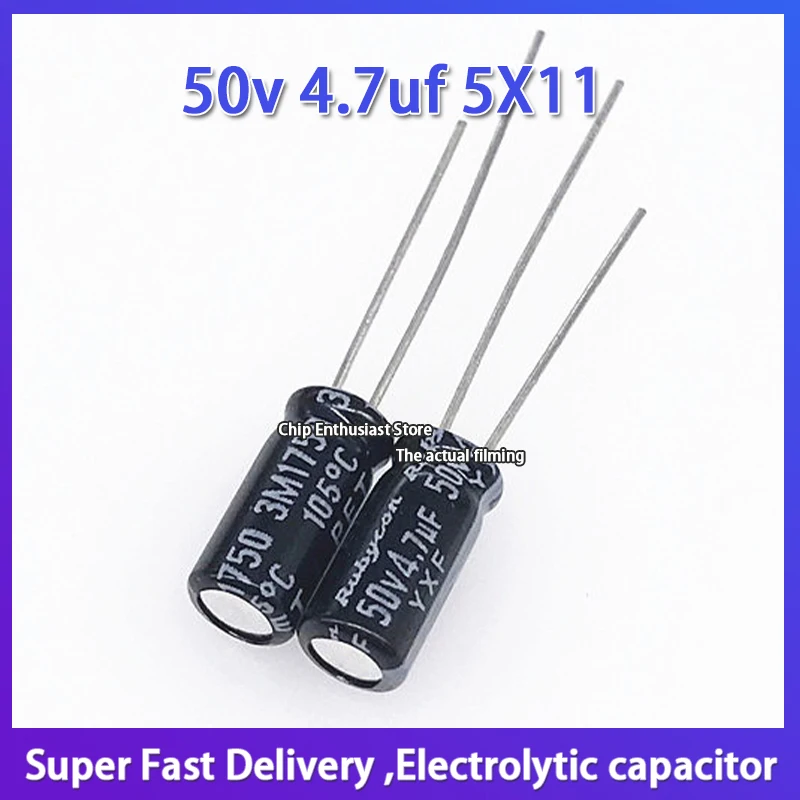 

10PCS New Rubycon imported electrolytic capacitor 50v 4.7uf 5X11 ruby yxf high frequency long life