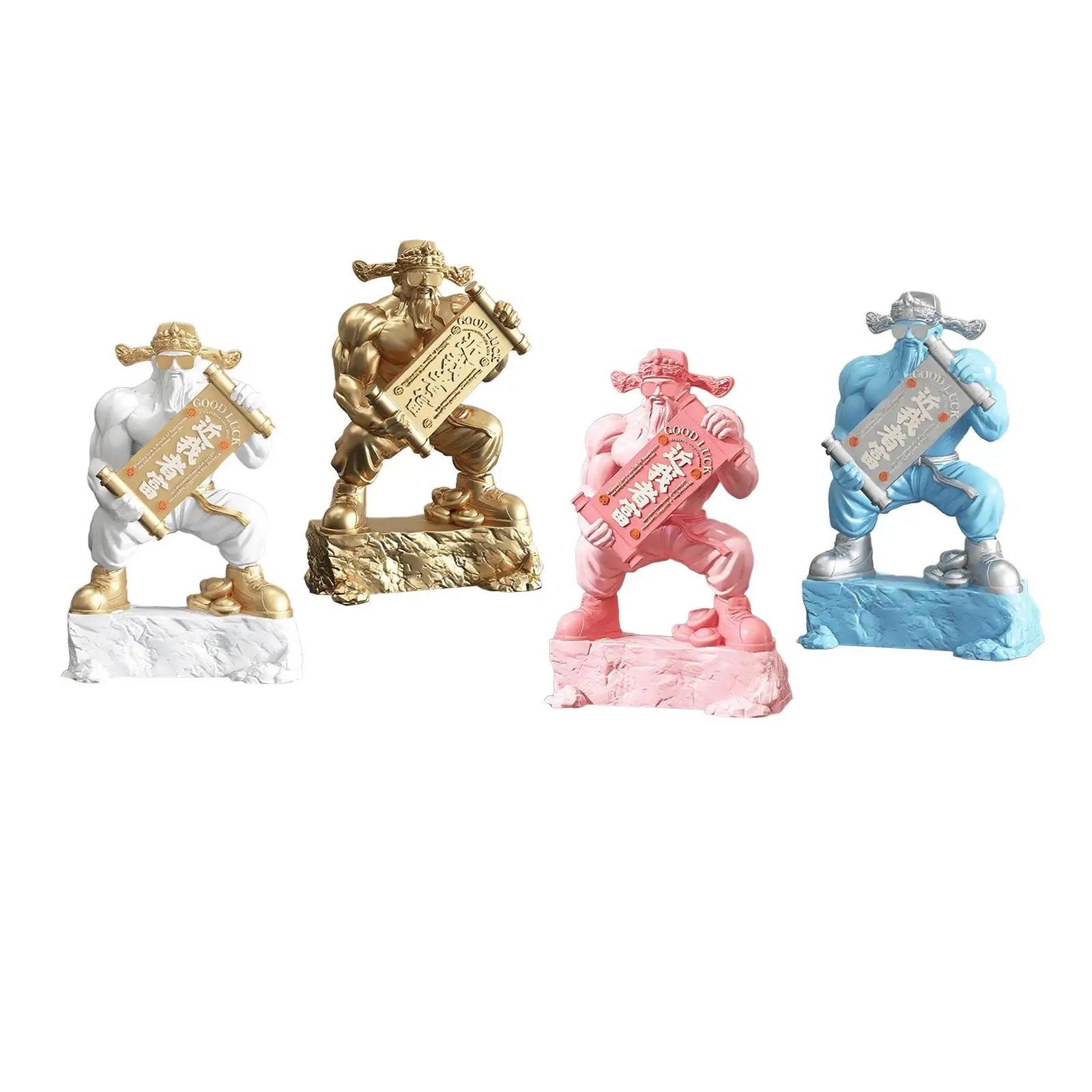 

Chinese Cai Shen Statue Tabletop Craft Decorative Chinese Sculpture Art for Anniversary Birthday Gift Living Room Bedroom Home