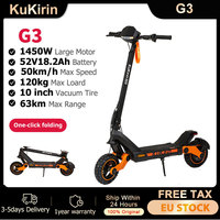 KuKirin Electric Scooter Foldable 1450W 52 Km/h 52V18.2Ah Battery 63KM Range 10 Inch Tires EScooter Touchable Display Control,G3