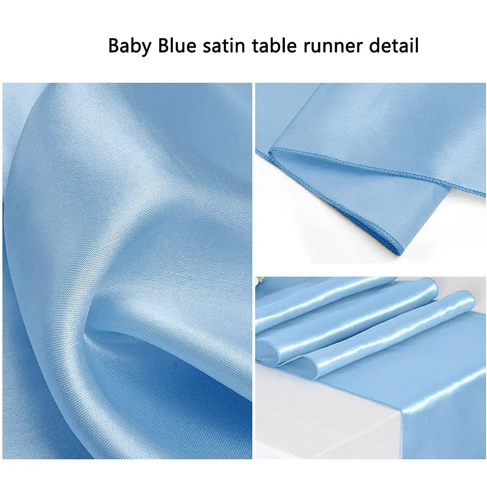 5PCS Baby Shower  Satin Table Runner Baby blue 30x275cm Wedding Party Supply Christmas Dining Banquets Luxury Table Decoration