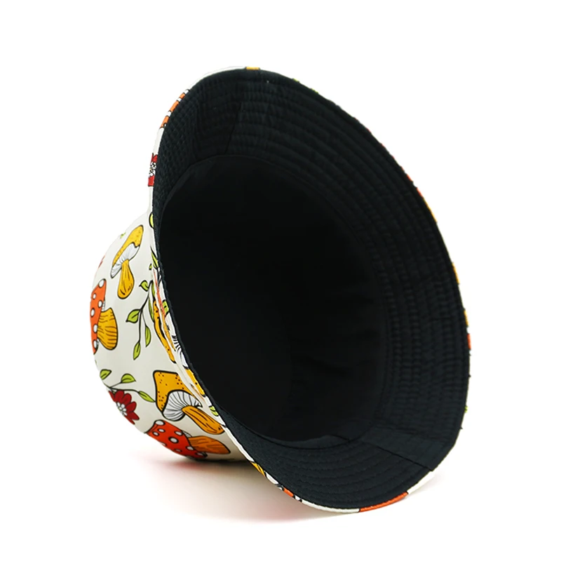 Bocca Cartoon Mushroom Printing Bucket Hat Colorful Pattern Fisherman Hats Double Sides Panama Cap Unisex Hot Selling New Style