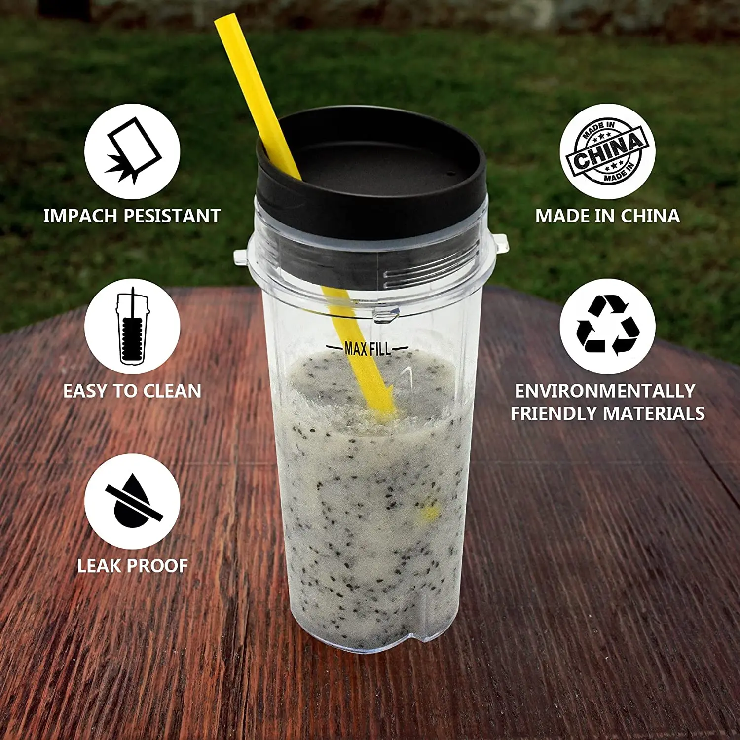 Blender Cup with Lid Blender Cup with Lid for Nutri Ninja Single Serve Replacement