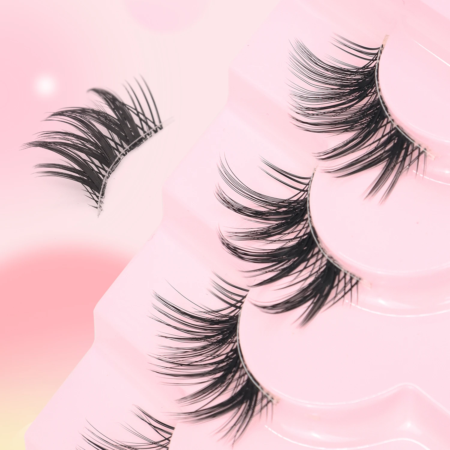 Half False Eyelashes Naturally Curled Transparent Strip Eyelashes Soft and Fluffy V-shaped 7-Pair Set Eyelashes
