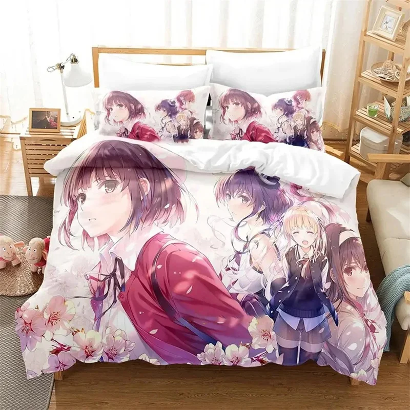 Anime Saenai Heroine no Sodatekata Megumi Kato Bedding Set Boys Girls Twin Queen Size Duvet Cover Pillowcase Bed Kids Adult