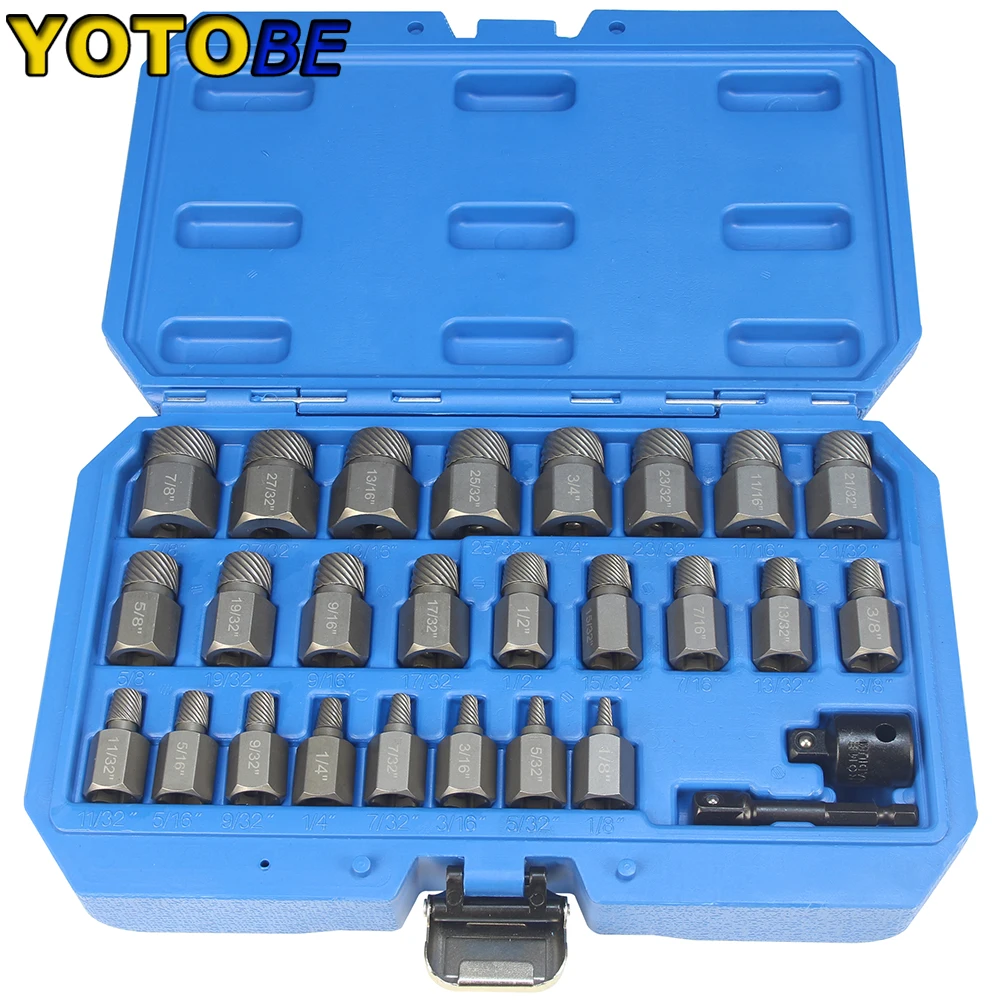 

27Pcs Damaged Screw Extractor Drill Stripped Screw Extractor Remover Set single head Broken Screw Bolt Demolition Tools