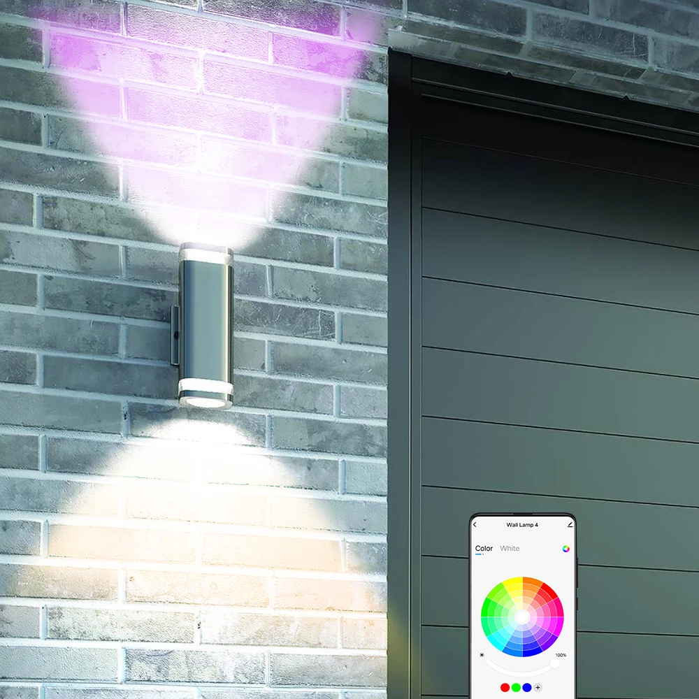 

RGB Outdoor up and Down Light Wall Lamp APP Control Stainless Steel Waterproof Super Bright Led Dimming Outdoor Staircase Aisle