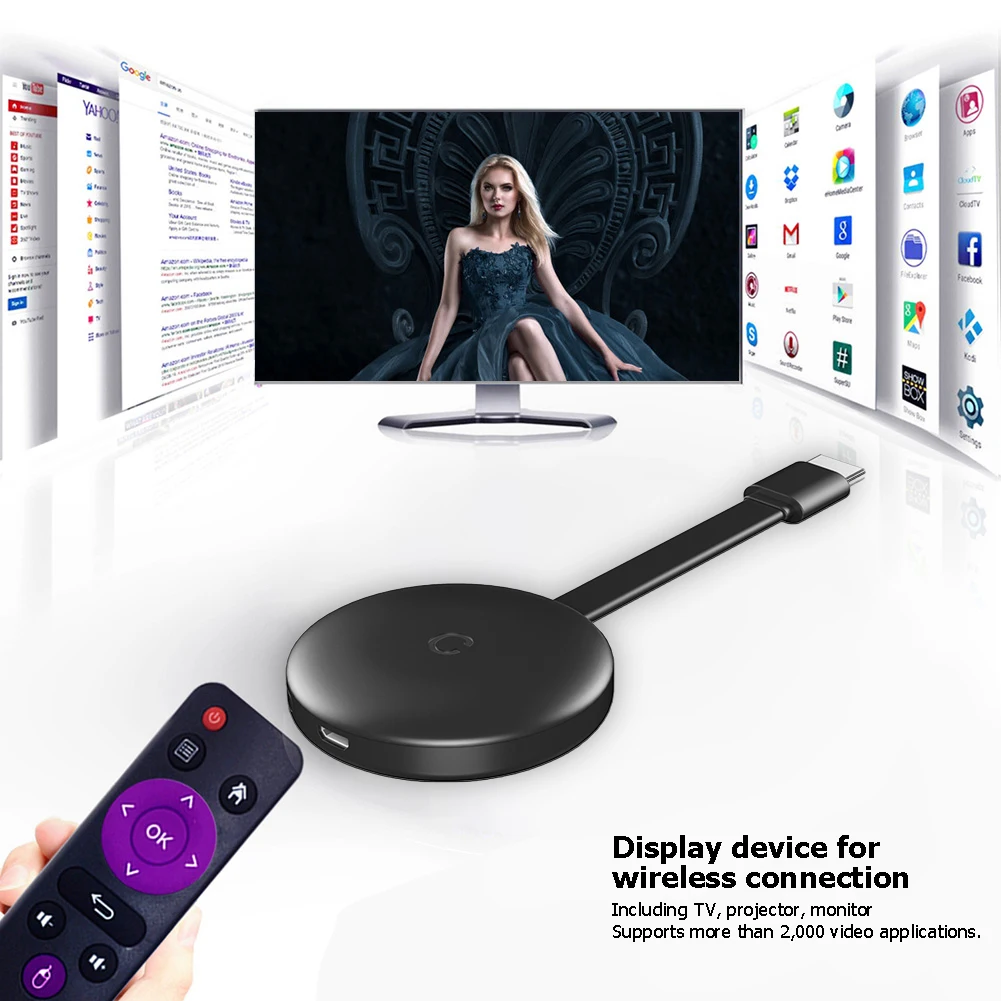 

Display Dongle Video Adapter Airplay 2.4GHz 5GHz WiFi 4K HDMI-compatible Wireless Display Dongle Adapter for Phone Tablet