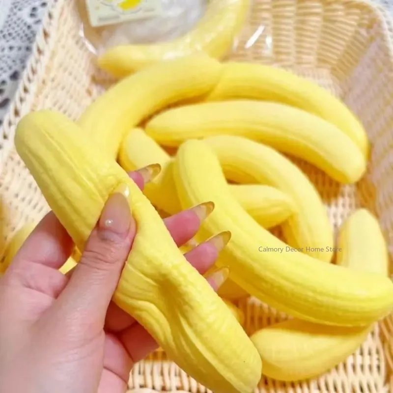 Banana Squishy Simulated Kawaii Soft Sensory Fidget Ball Hand Relax PU Material Yellow Banana Fidget Home Accessories