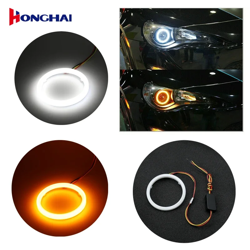 2Pcs LED Angel Eyes Bulb Halo Ring Lamp Fog Light White yellow Car Daytime Running Light DRL Decorative Lights  90 100 110 120mm