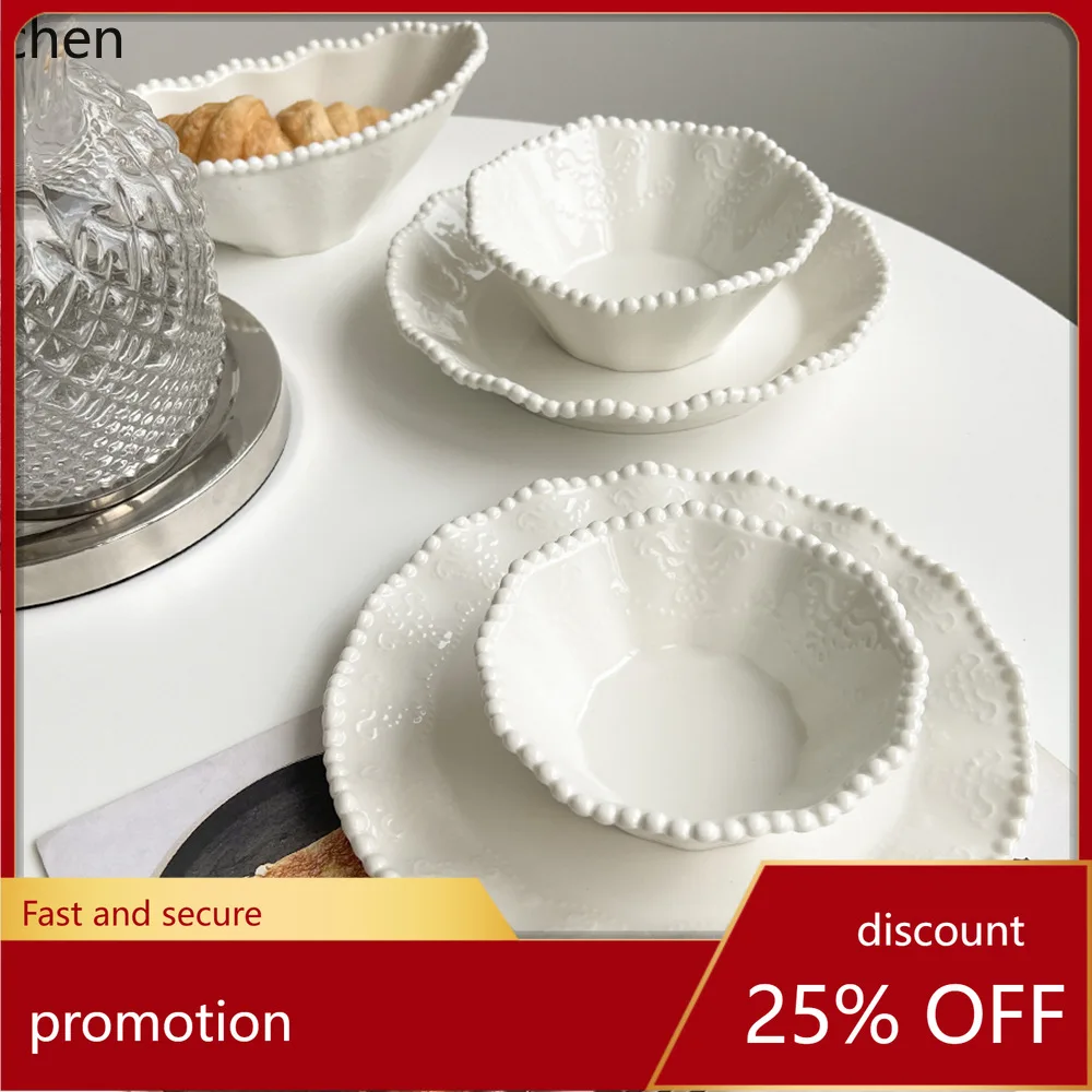 

Hxl ceramic pearl plate exquisite and good-looking breakfast tableware for home