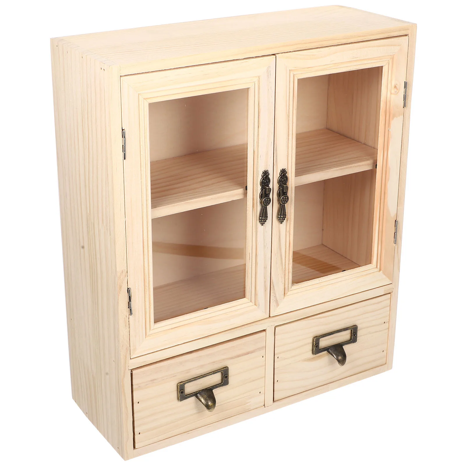 

Solid Wood Box 3 Drawers Double Doors Mini Cabinet for Living Room Wooden Desktop Cabinet Bedroom Kitchen Wooden ganizer