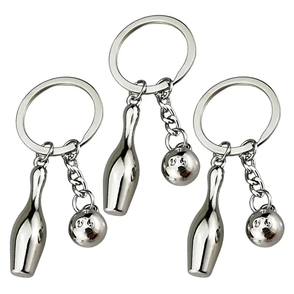 3Pcs Creative Bowling Keychains Exquisite Mini Keychain Pendants Lovely Hanging Sports Themed Key Rings for Gifts Souvenirs