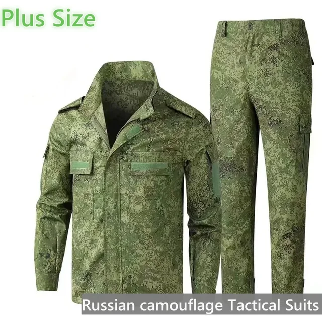 Rosyjski kamuflaż taktyczny mundur bojowy mężczyźni odzież do treningu terenowego Outdoor polowanie strój Ghillie kurtka spodnie Plus rozmiar