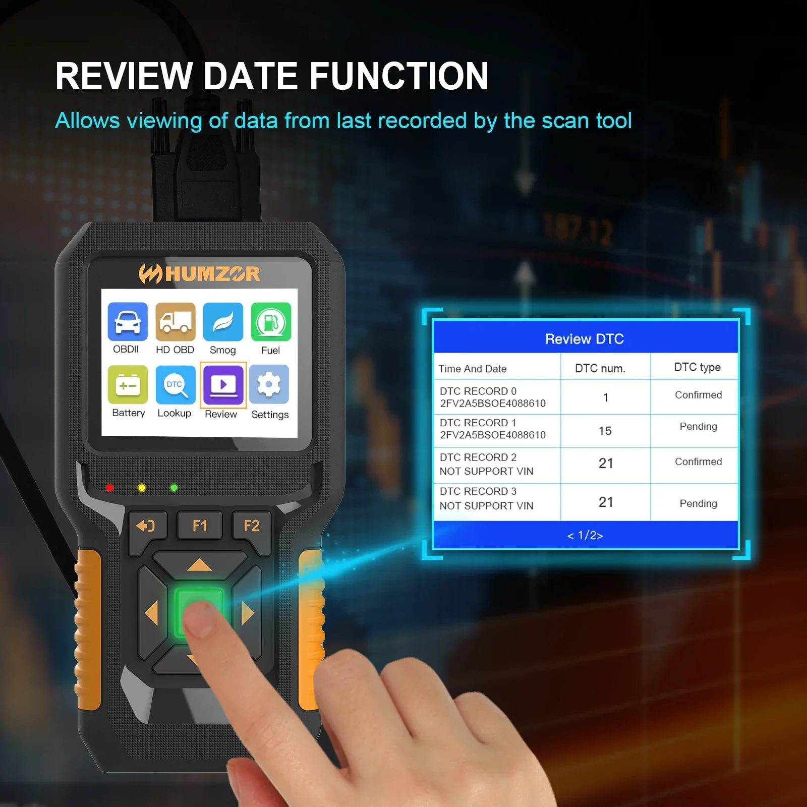 

A+ HUMZOR NexzCheck NC601 12V 24V Gasoline and Diesel OBD2 Code Scanner I/M Readiness, Smog Check, Fuel Analysis, Battery Test