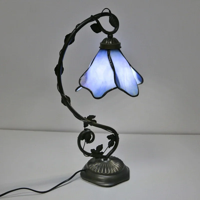 Tiffany Stained Glass Table Lamp Flower Desk Light Study Bedroom Bedside Stand Lights Bedroom Bedside Indoor Lighting Fixtures