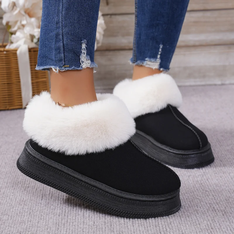 2025Thick-Soled Fleece-Lined Short Snow Boots for Women, Plus Size, Large Size, Furry Thick-Soled Cotton Shoes