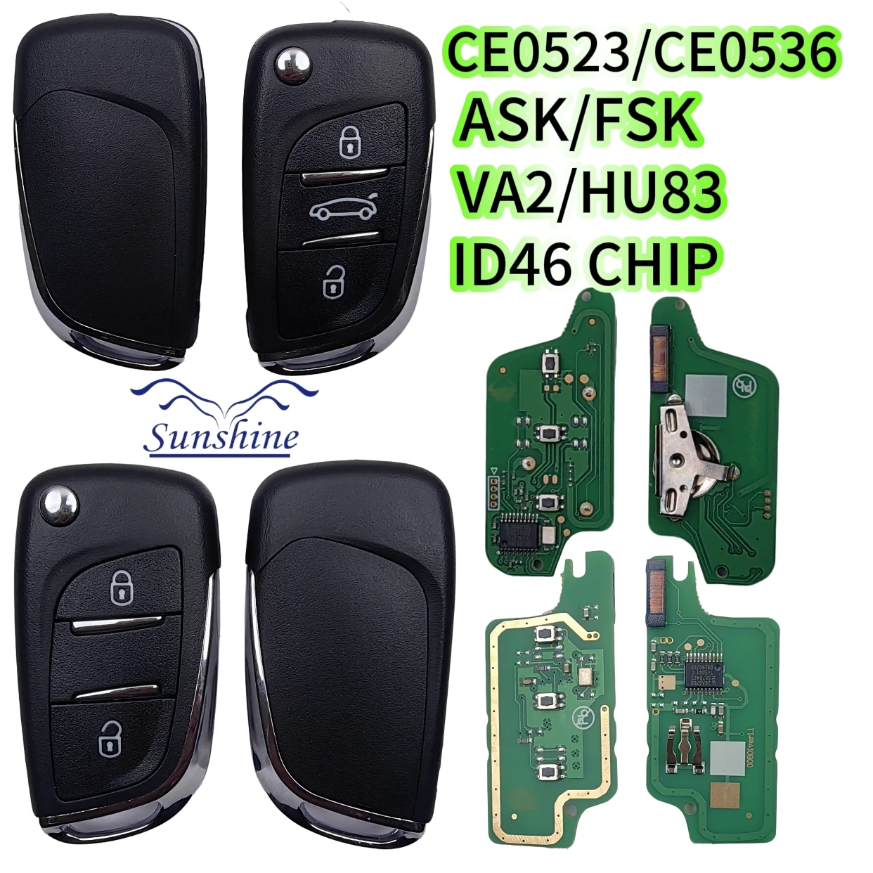 

2/PCS Car Key ASK/FSK 434Mhz For Peugeot 107 207 307 308 CE0536/CE0523 For Citroen C4 C5 C6 C8 Xsara Picasso 2/3Buttons Remote