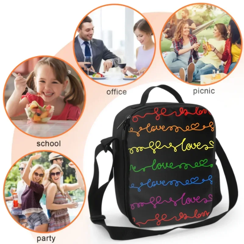 Liebe Wort und Herzen Lunchbox isoliert Mahlzeit Tasche Fortschritt lgbt Stolz Symbol Lunch Bag Lebensmittel behälter für Schulreisen Picknick