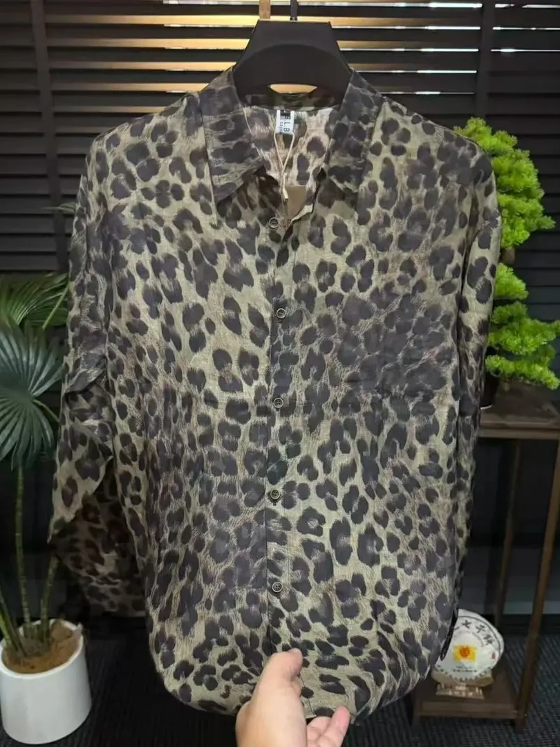 High Quality Men's Floral Shirt Summer Anti-Uv Flip-Collar Long Sleeve Business Casual Trendy Fashionable Lightweight Shirt